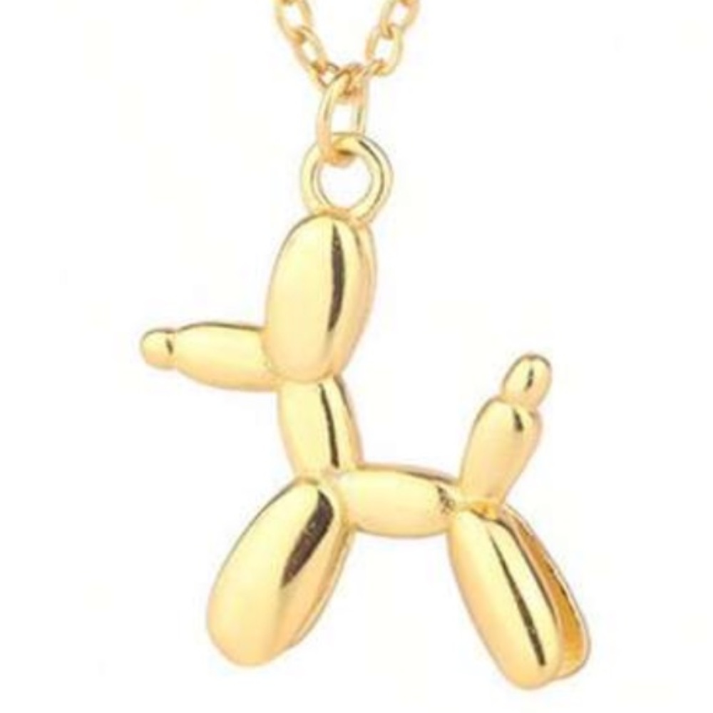 Gold Balloon Animal Dog Necklace